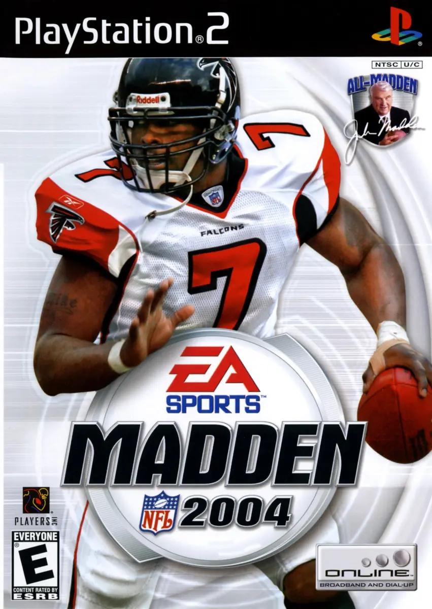 Michael Vick looks to the side as he runs on the Madden 2004 cover.